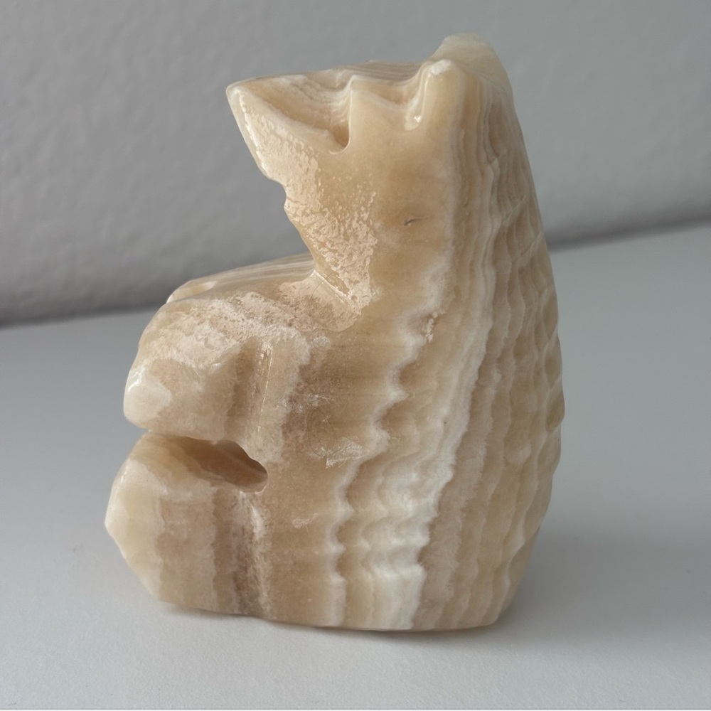 Onyx Carved Bear Banded Calcite Natural Stone Layered Gemstone Rock Crystal - Picture 4 of 9